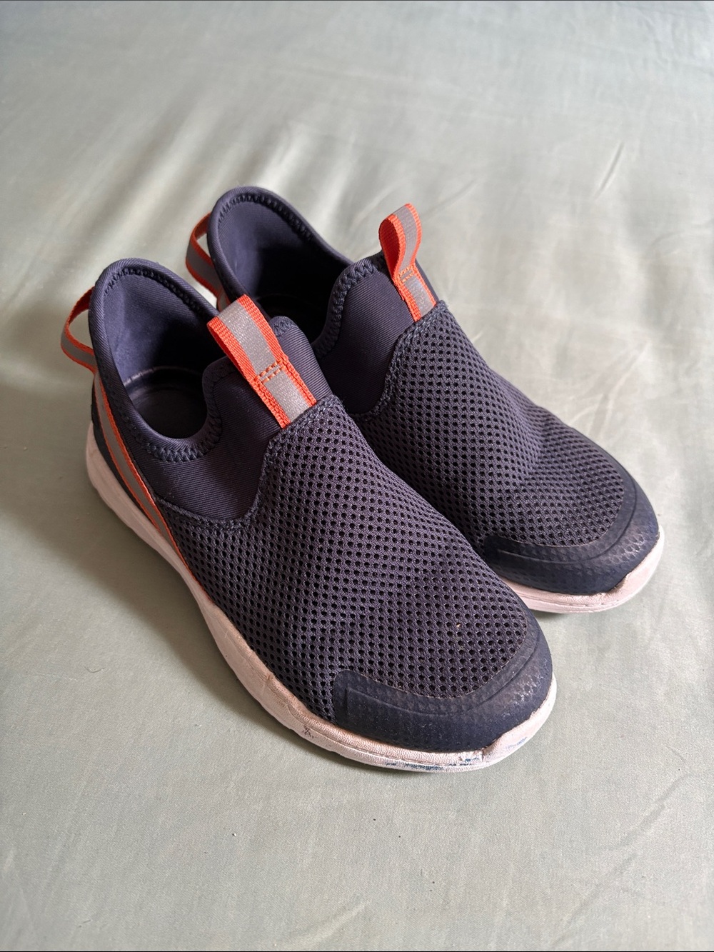 Target Kids Navy Slip-On Mesh Sneakers with Orange Pull Tabs